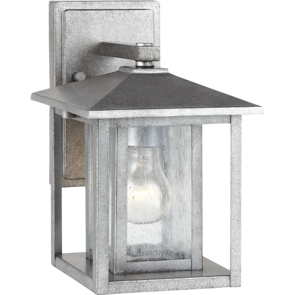 One Light Small Outdoor Wall Lantern In Weathered Pewter With Clear S by Generation Lighting