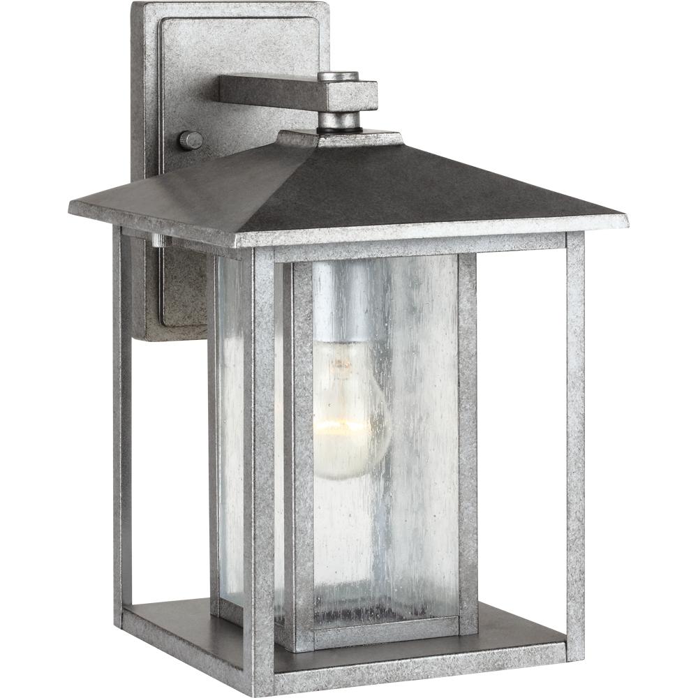 One Light Large Outdoor Wall Lantern In Weathered Pewter With Clear S by Generation Lighting