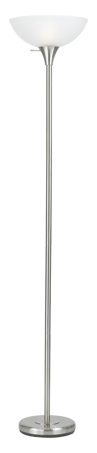 Brushed Steel 1 Light Pedestal Base Torchier Floor Lamp by CAL Lighting