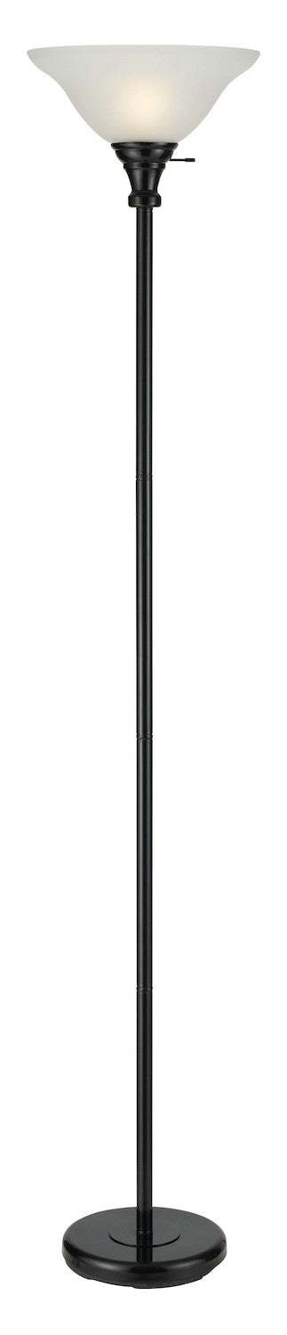 Black 1 Light Pedestal Base Torchier Floor Lamp by CAL Lighting
