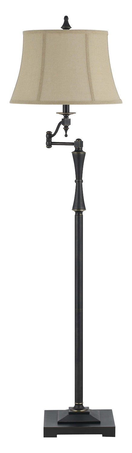 Oil Bronze 150W 3 Way  Swing Arm Metal Floor Lamp With Burlap Shade by CAL Lighting