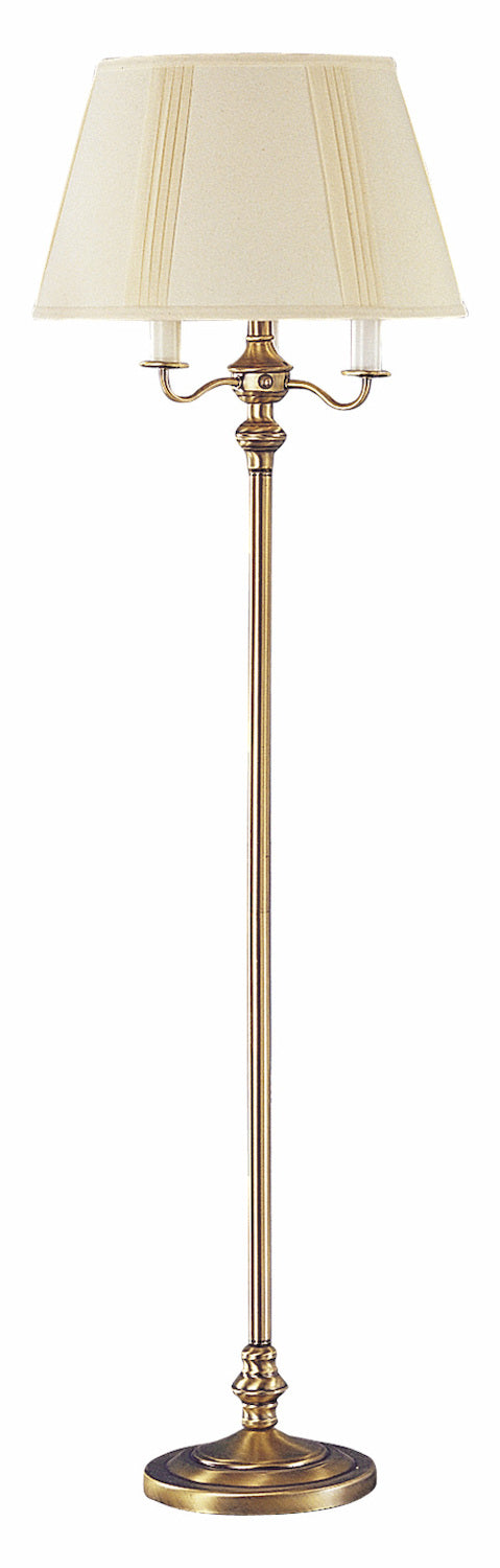 Antique Brass 150 Watt 59in. Metal Floor Lamp with 6-Way Switch and Round Linen by CAL Lighting