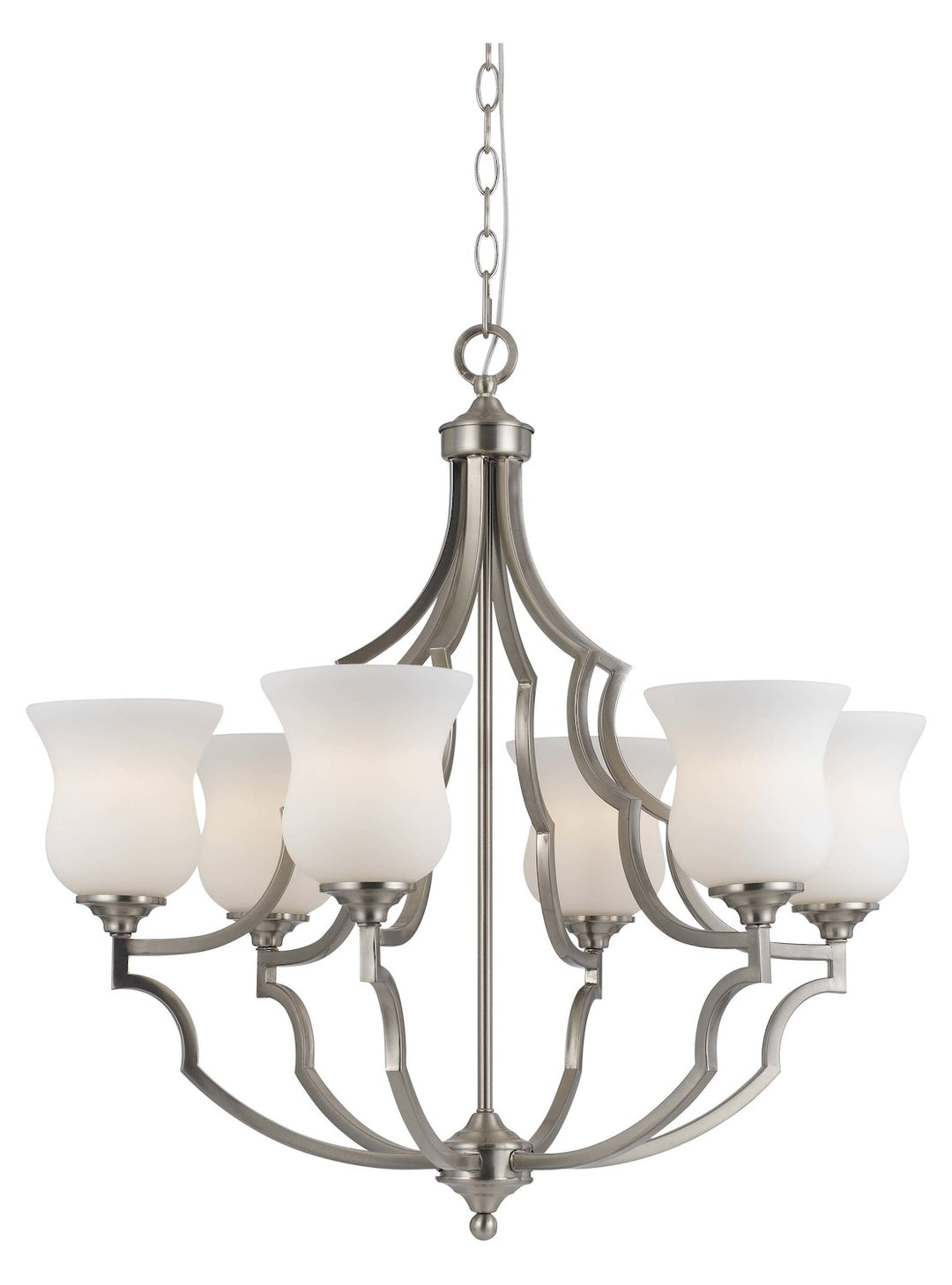 Brushed Steel  6 Light 1 Tier Chandelier by CAL Lighting