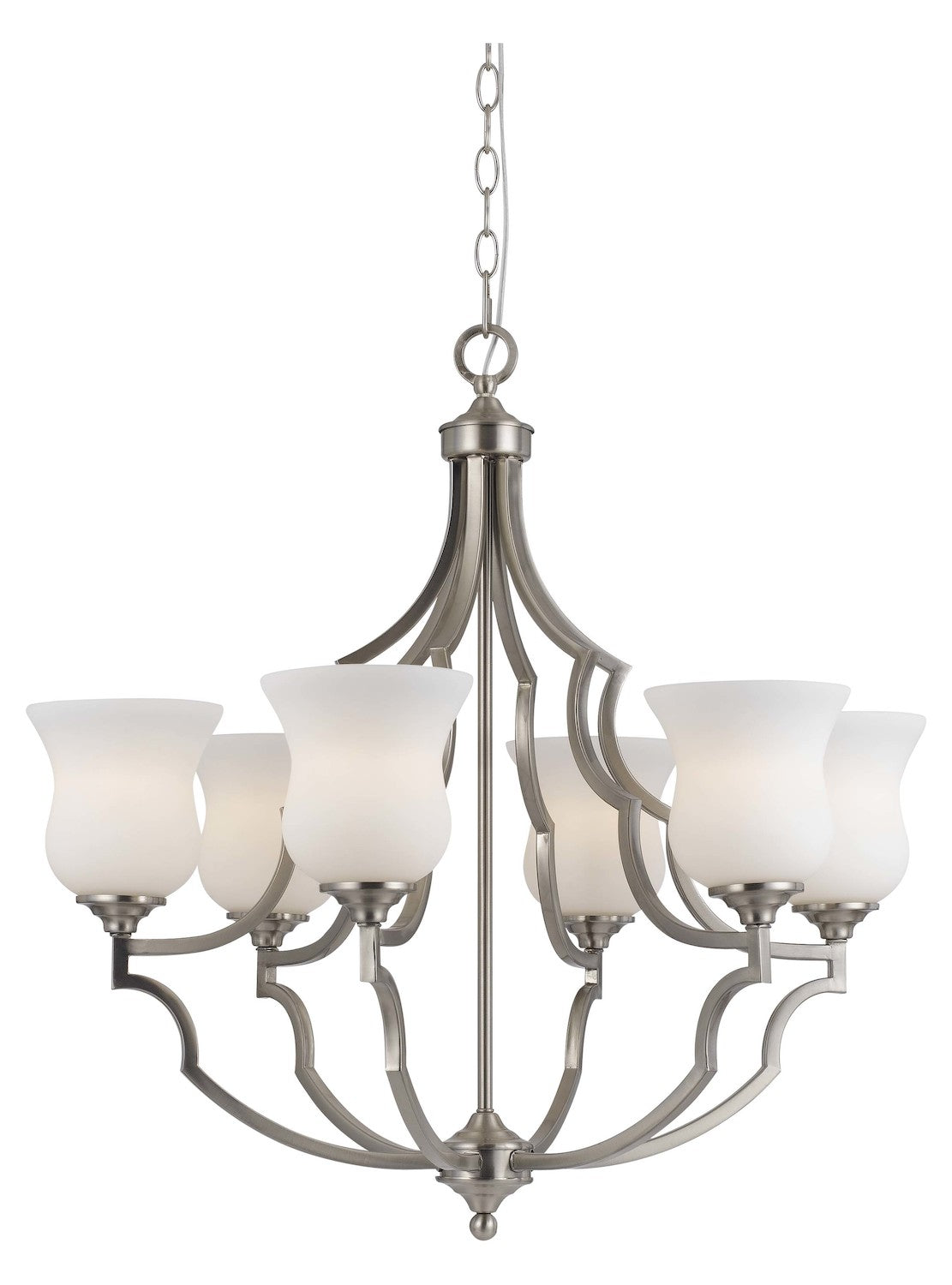 Brushed Steel  6 Light 1 Tier Chandelier by CAL Lighting