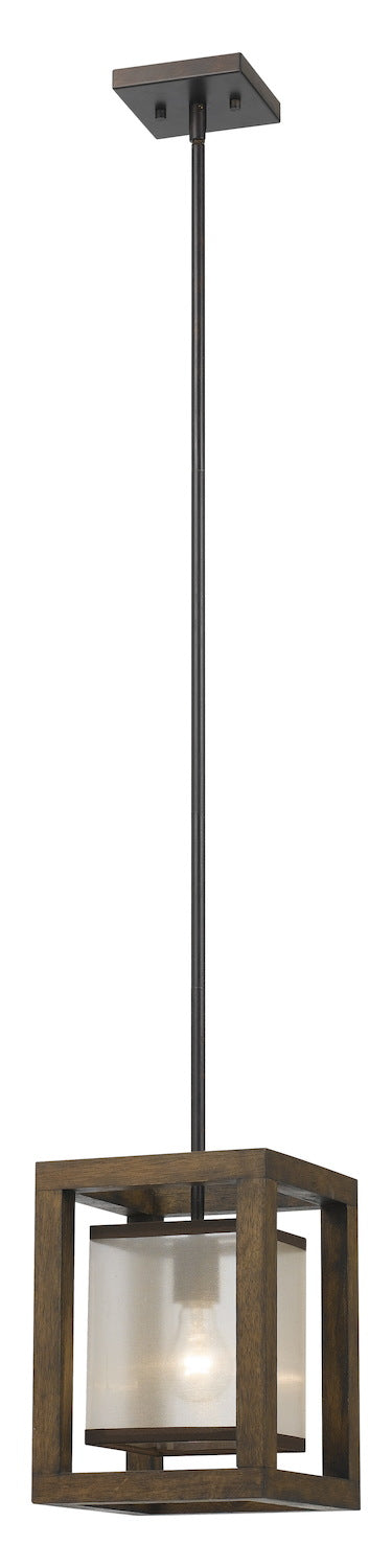 Wood Mission 1 Light Pendant with Organza Shade by CAL Lighting