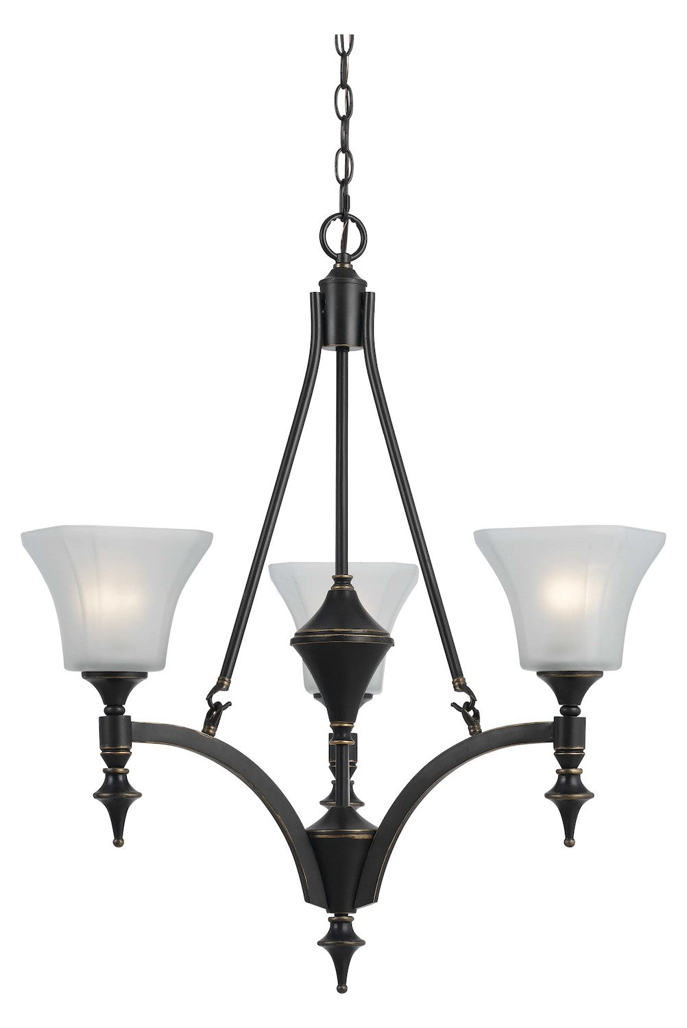 Dark Bronze 3 Lights  Iron Chandelier With Glass Shade by CAL Lighting