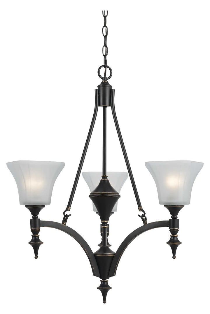 Dark Bronze 3 Lights  Iron Chandelier With Glass Shade by CAL Lighting
