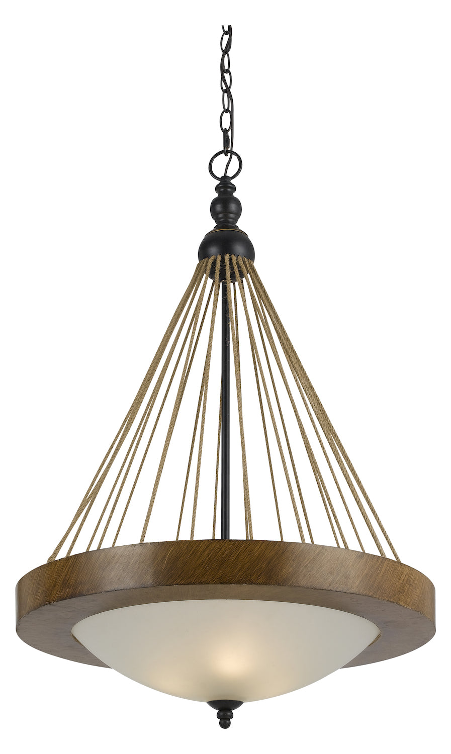 Metal / Wood  3 Light Bowl Shaped Pendant by CAL Lighting