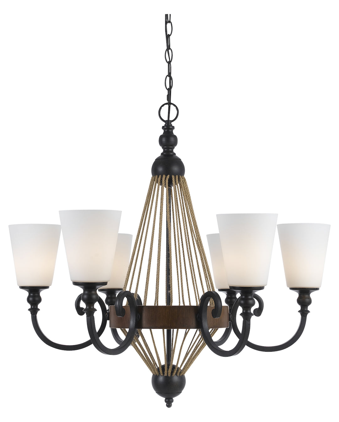 Metal / Wood  6 Light 1 Tier Chandelier by CAL Lighting