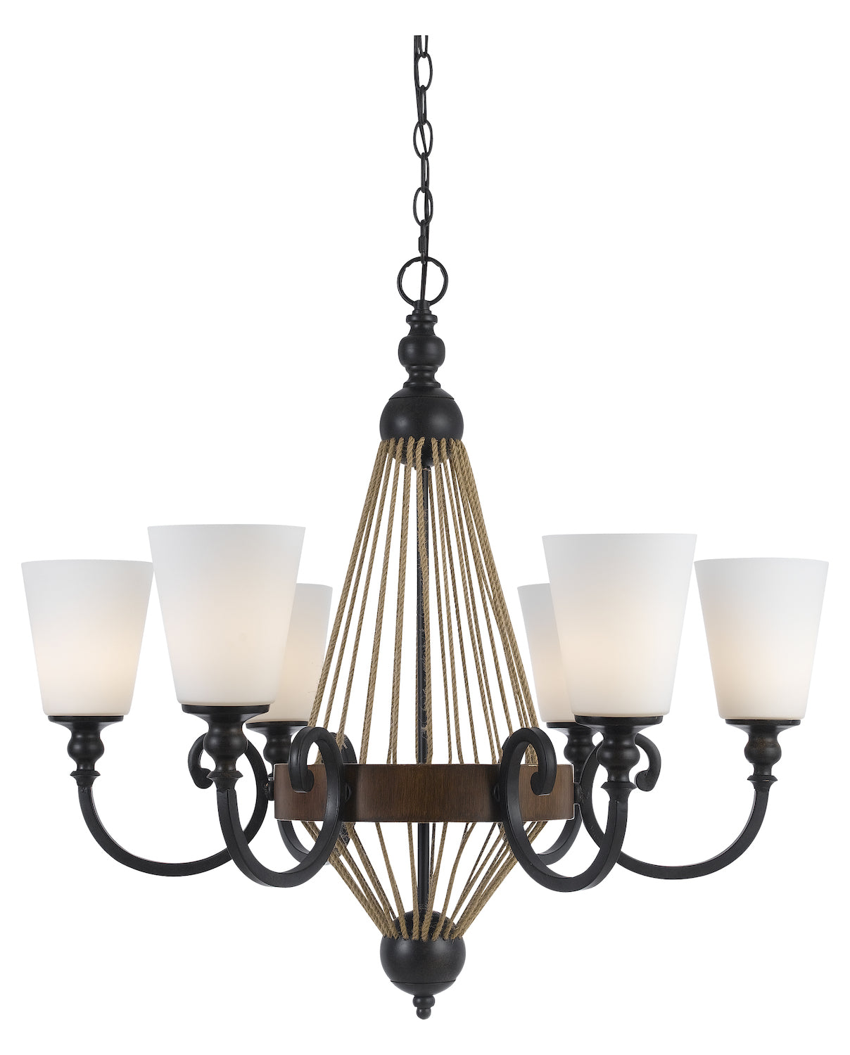 Metal / Wood  6 Light 1 Tier Chandelier by CAL Lighting