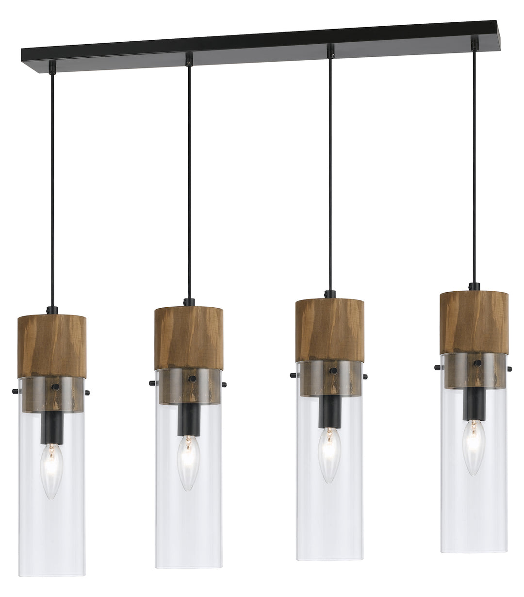 Wood / Dark Bronze  4 Light Pendant by CAL Lighting