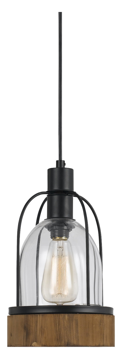 Wood / Dark Bronze  1 Light Pendant - Canopy Included by CAL Lighting