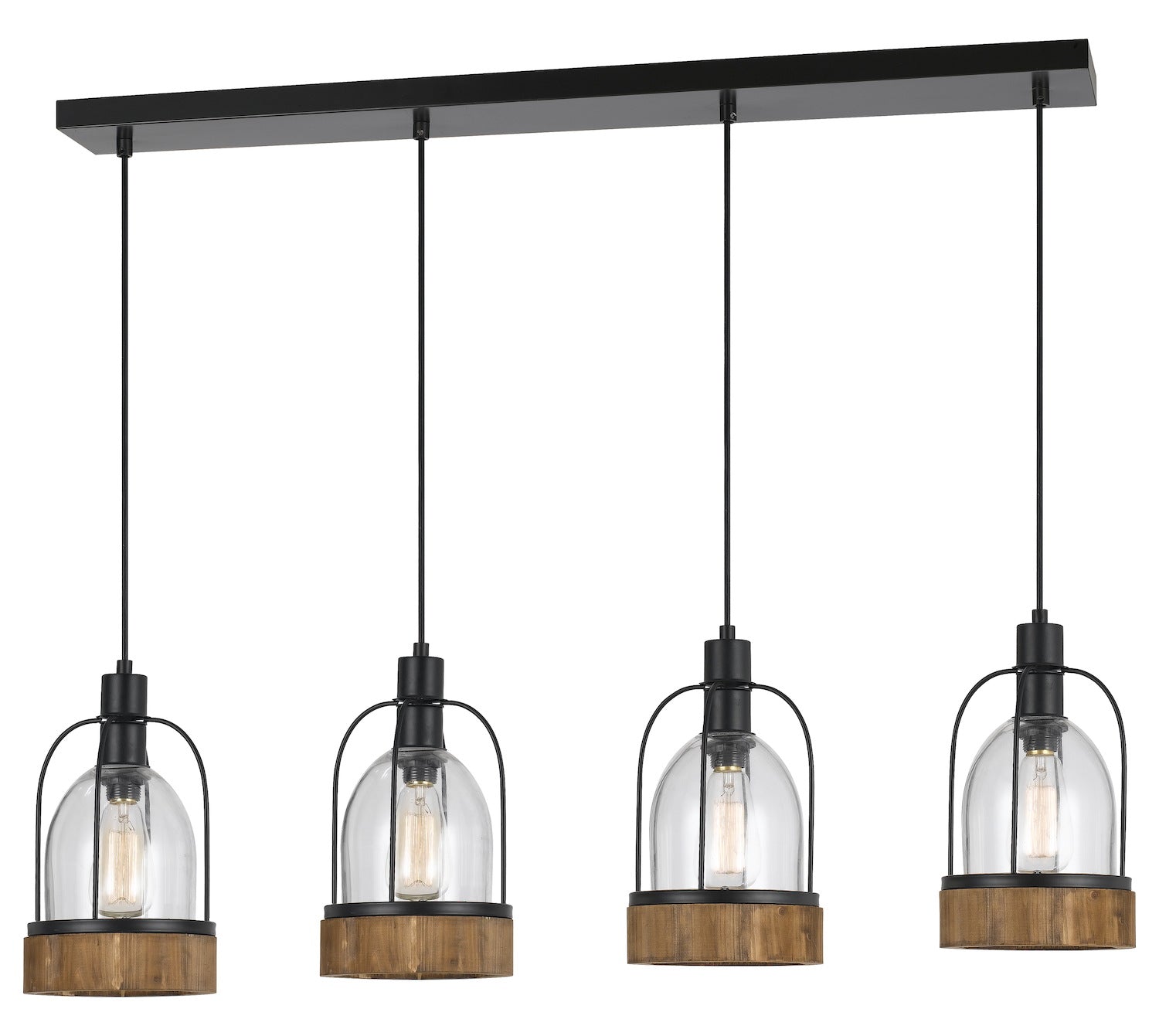 Wood / Dark Bronze  4 Light Pendant by CAL Lighting