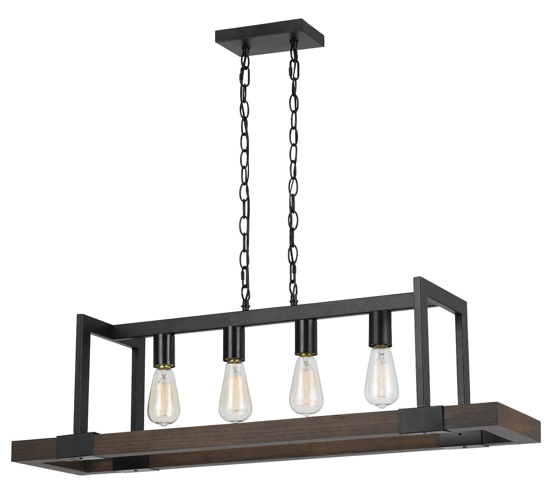 Wood / Dark Bronze  4 Light Chandelier by CAL Lighting