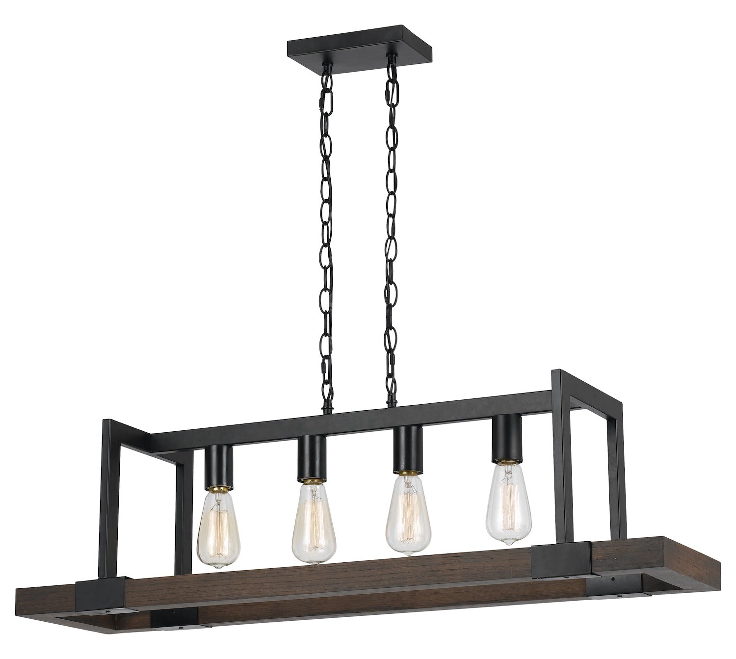 Wood / Dark Bronze  4 Light Chandelier by CAL Lighting