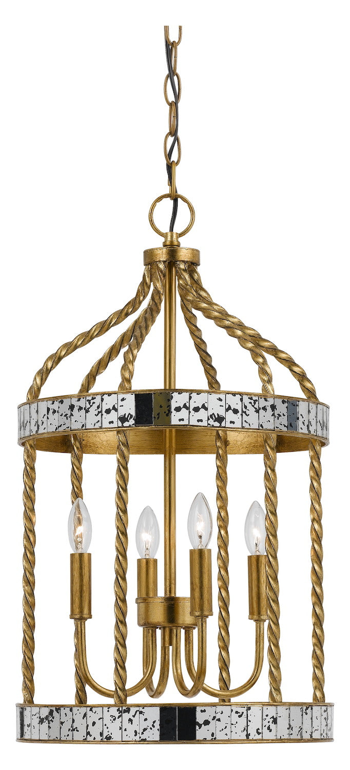 French Gold / Antiqued Mirror  4 Light Chandelier by CAL Lighting