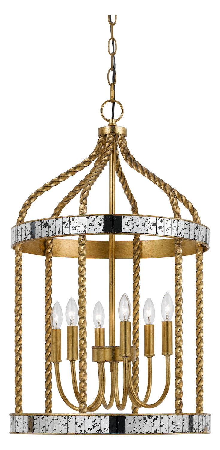 French Gold / Antiqued Mirror  6 Light Chandelier by CAL Lighting
