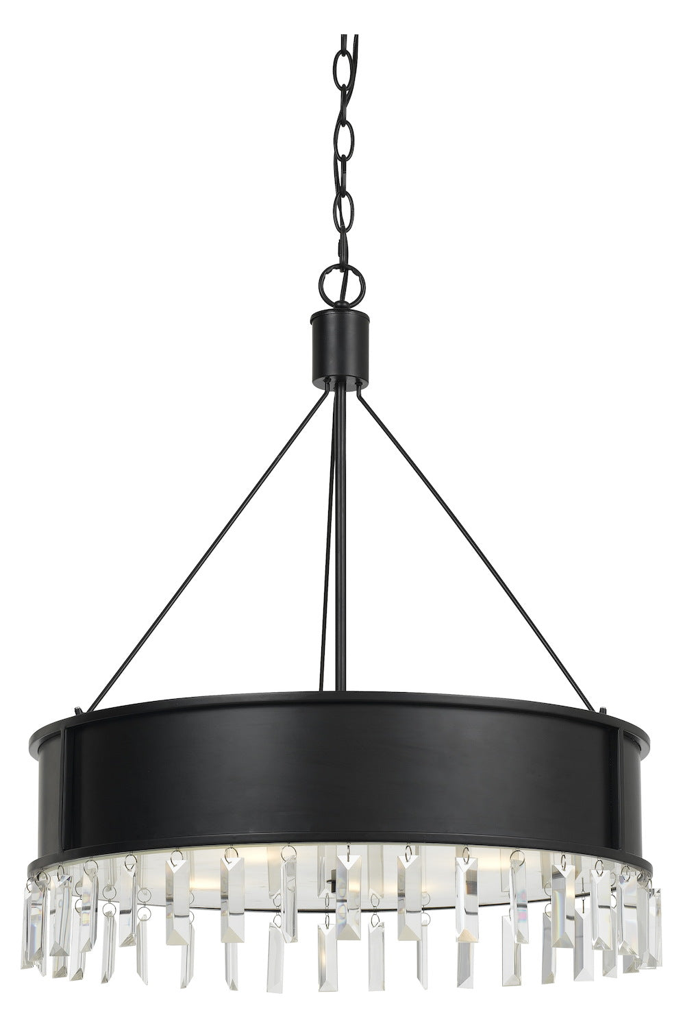 Iron Roby 4 Light 25in. Wide Chandeliers with Black Metal Shade and Crystal Acce by CAL Lighting
