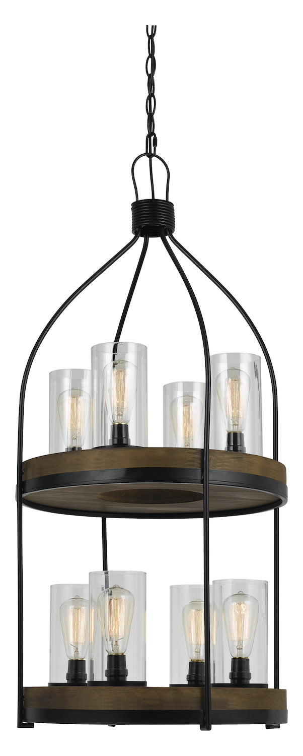 Iron / Wood  8 Light 20in. Wide Chandelier with Clear Glass Shades by CAL Lighting