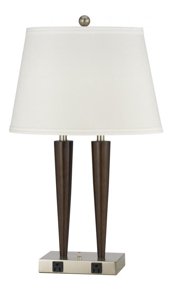 Brushed Steel / Wood Murcia 2 Light Table Lamps by CAL Lighting