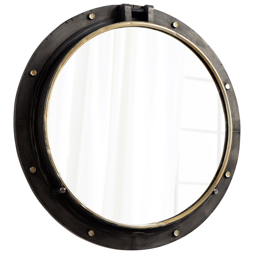Canyon Bronze And Gold 7 Inch Diameter Barrel Iron Mirror by Cyan Designs