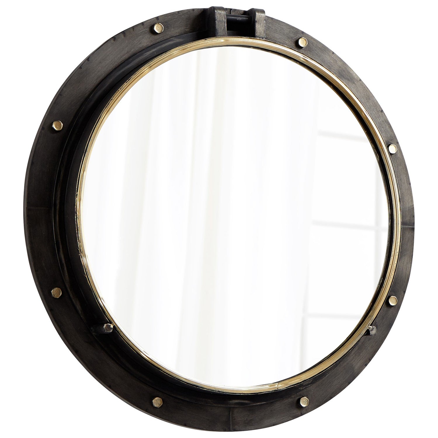 Canyon Bronze And Gold 7 Inch Diameter Barrel Iron Mirror by Cyan Designs