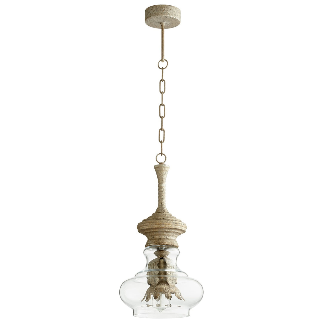 Sawyers White Wash  1 Light Pendant with Clear Shade by Cyan Designs