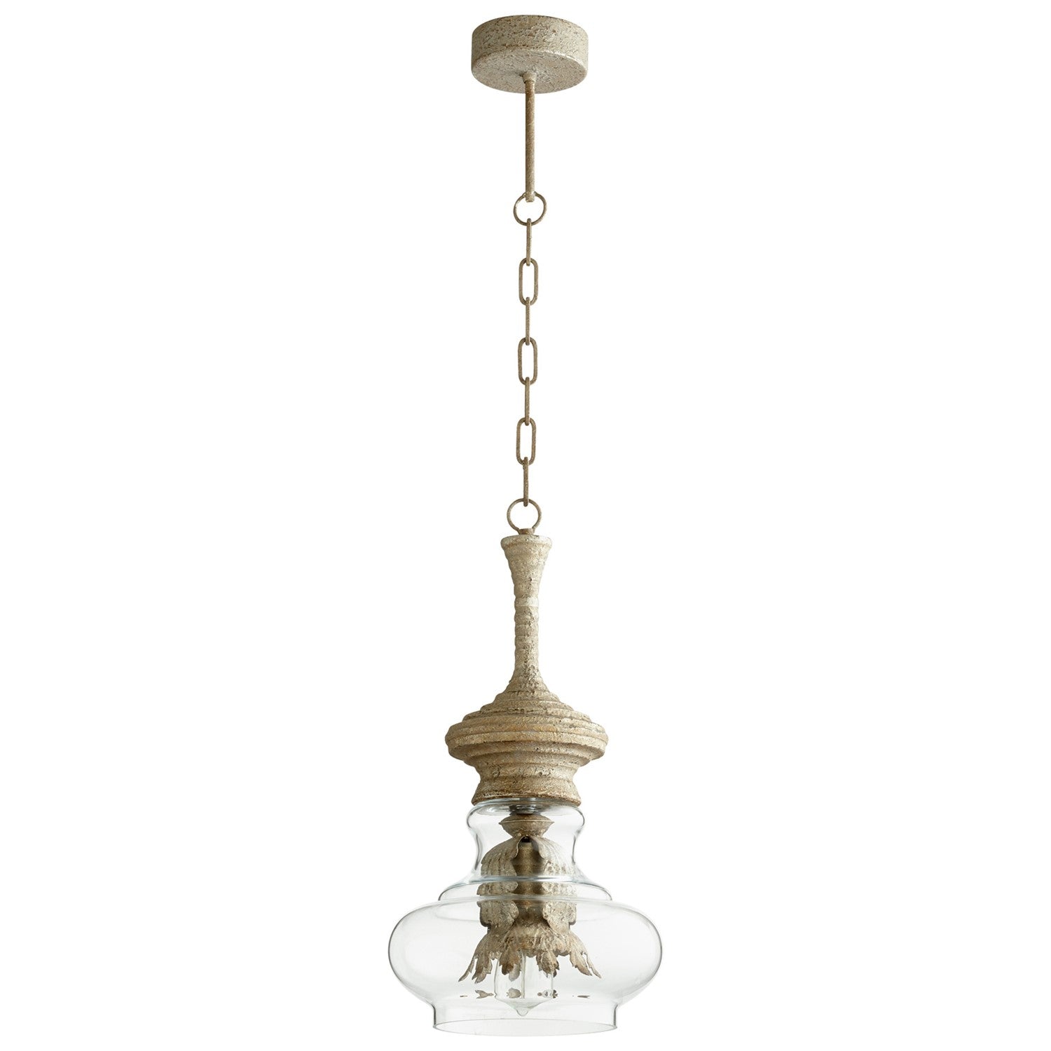 Sawyers White Wash  1 Light Pendant with Clear Shade by Cyan Designs