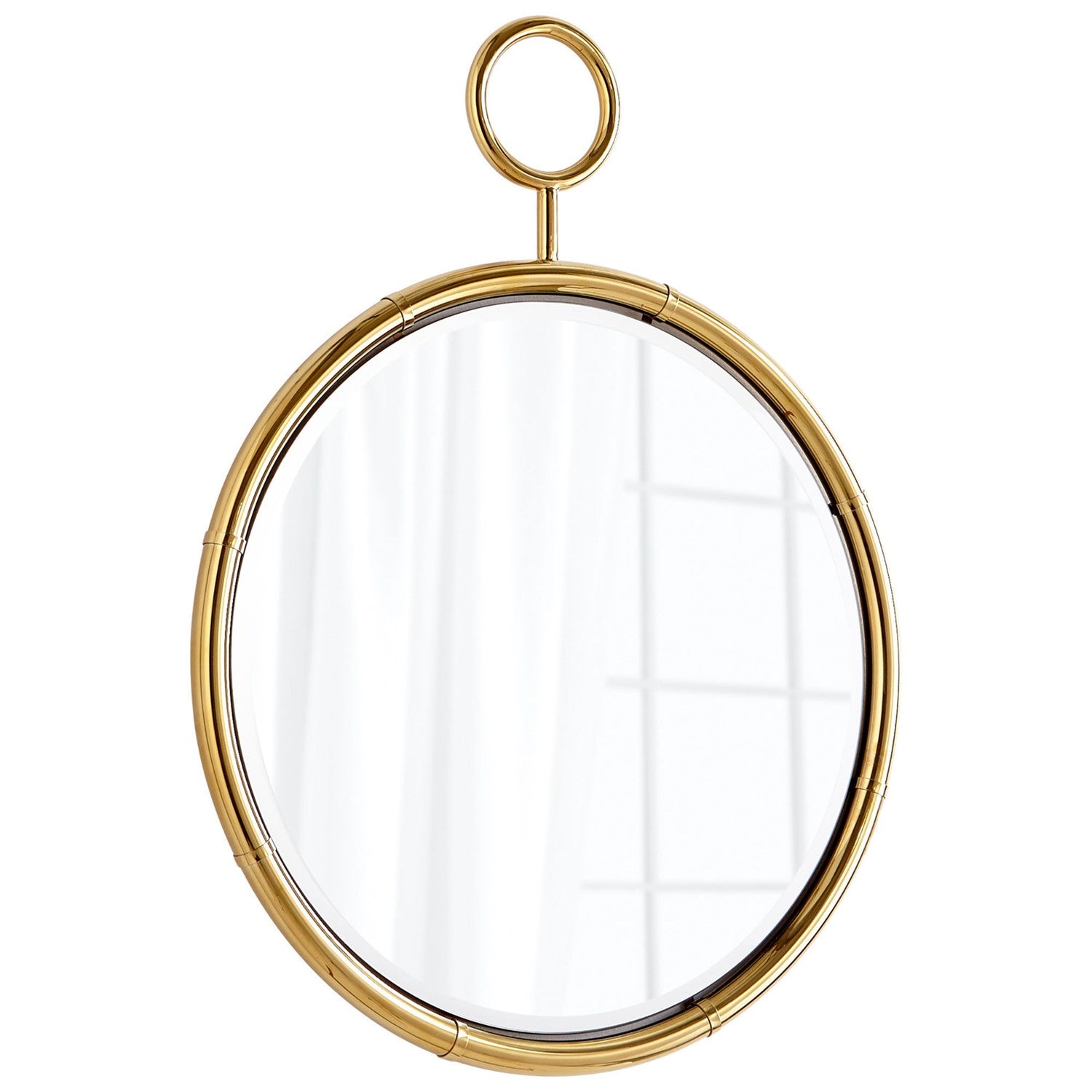 Brass 27 Inch Diameter Circular Iron and Glass Mirror by Cyan Designs