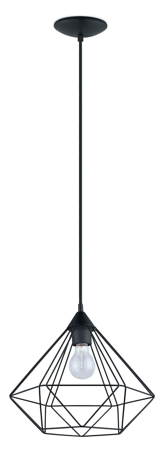 1x100W Cage Pendant w/ Matte Black Finish by Eglo