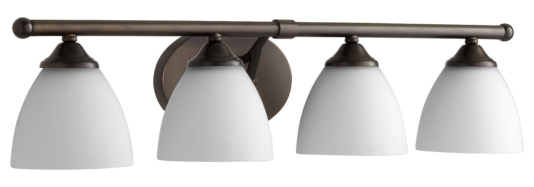 4Lt Vanity Oiled Bronze W/ Satin Opal by Quorum
