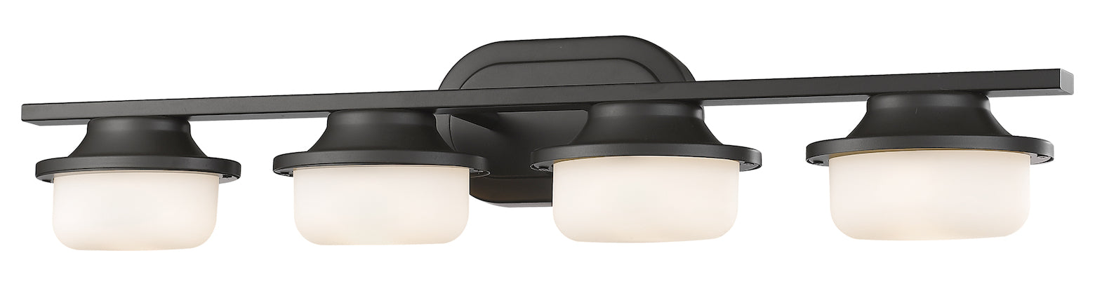 4 Light 30in Wide 8 Watt LED Bathroom Vanity Light with Matte Opal Glass Shade by Z-Lite