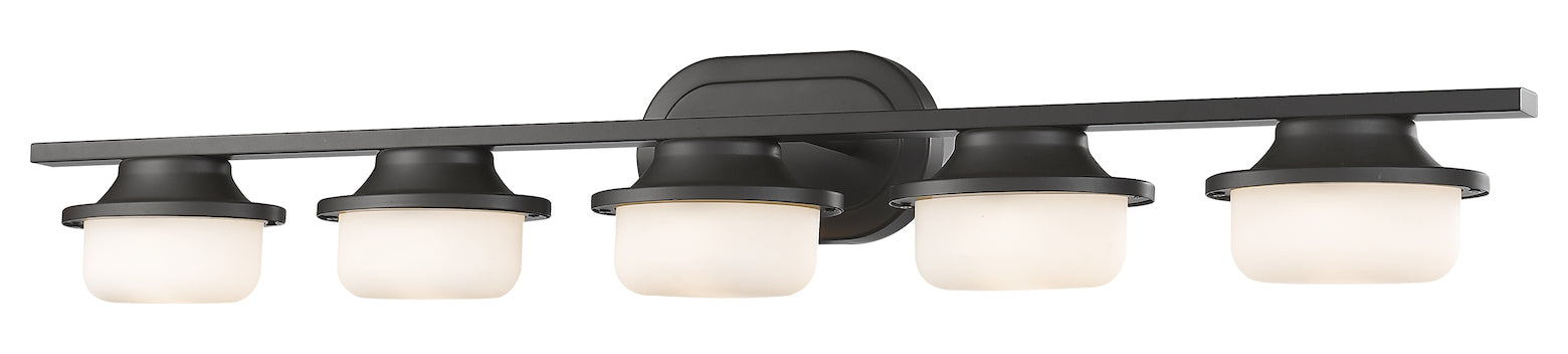 5 Light 39in Wide 8 Watt LED Bathroom Vanity Light with Matte Opal Glass Shade by Z-Lite