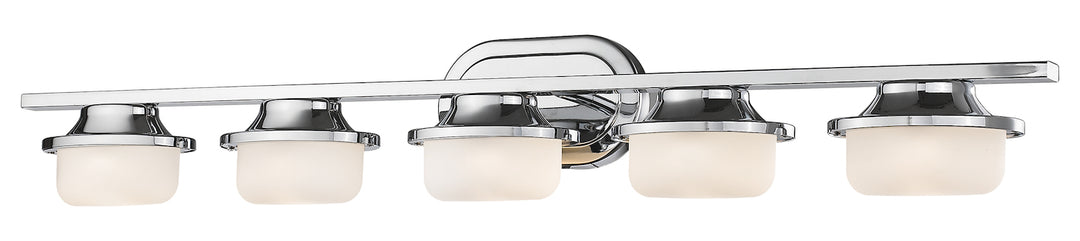 5 Light 39in Wide 8 Watt LED Bathroom Vanity Light with Matte Opal Glass Shade by Z-Lite