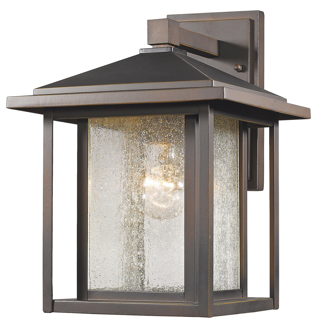 Bronze  Single Light 10in Wide Outdoor Wall Sconce with Seedy Glass Shade by Z-Lite