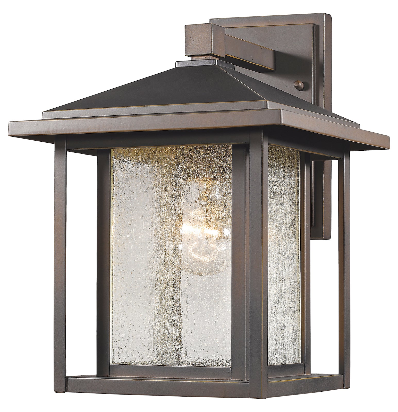 Bronze  Single Light 10in Wide Outdoor Wall Sconce with Seedy Glass Shade by Z-Lite