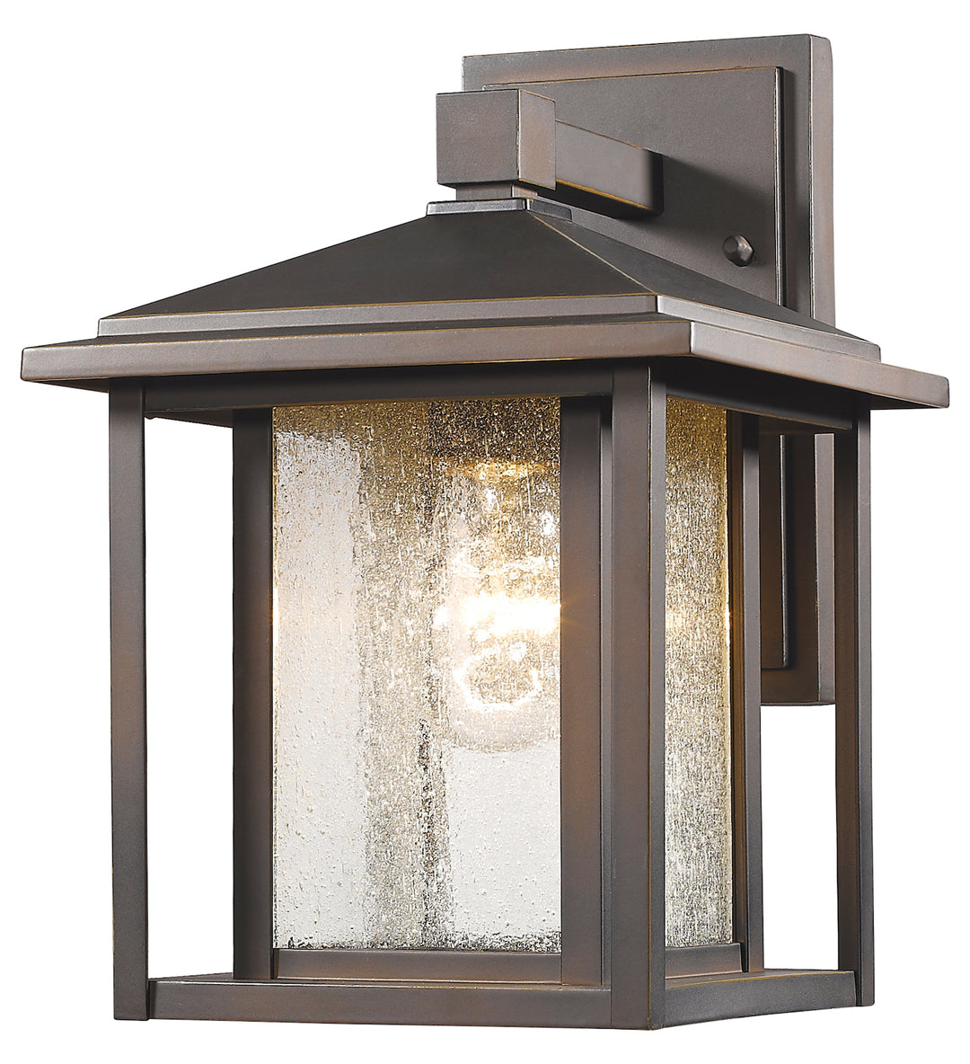 Bronze  Single Light 9in Wide Outdoor Wall Sconce with Seedy Glass Shade by Z-Lite