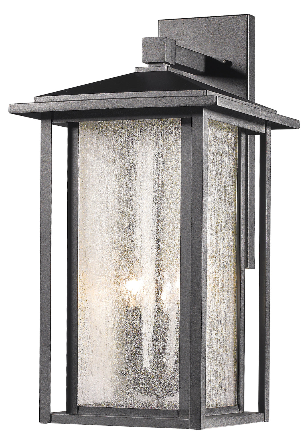 Black  3 Light 12in Wide Outdoor Wall Sconce with Seedy Glass Shade by Z-Lite