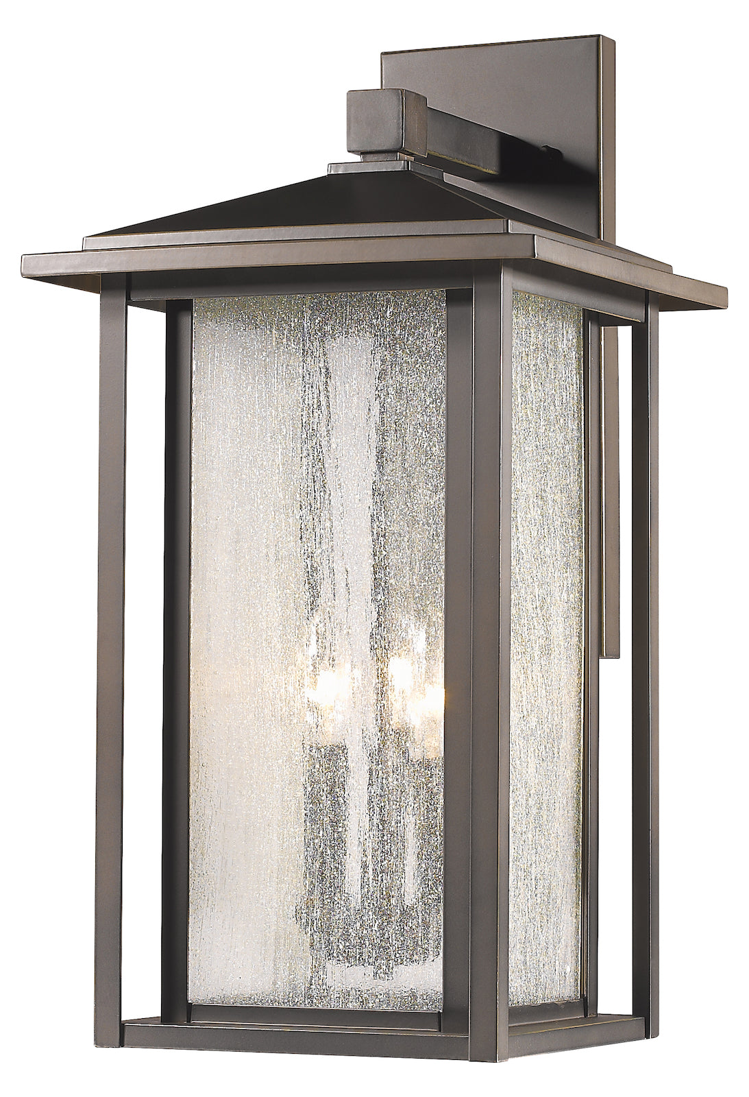 Rubbed Bronze  3 Light 12in Wide Outdoor Wall Sconce W/ Seedy Glass Shade by Z-Lite