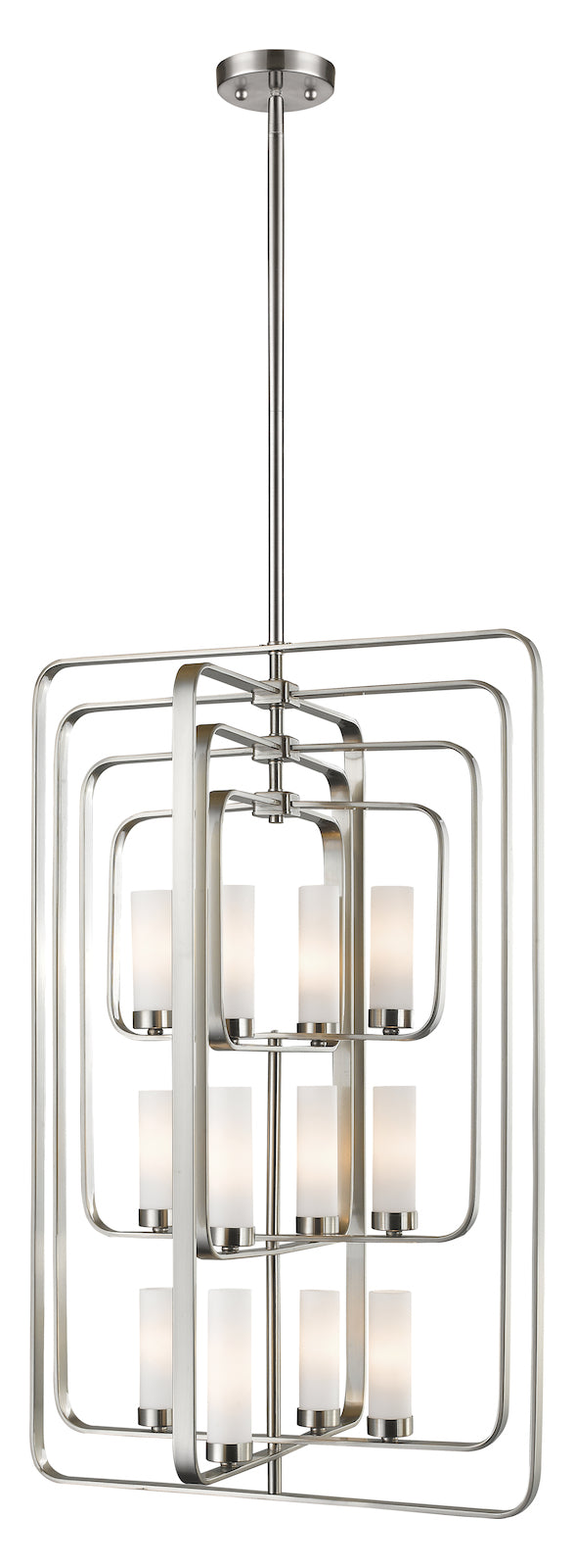 12 Light 24in Wide 3 Tier Shaded Chandelier with Frosted Glass Shade by Z-Lite