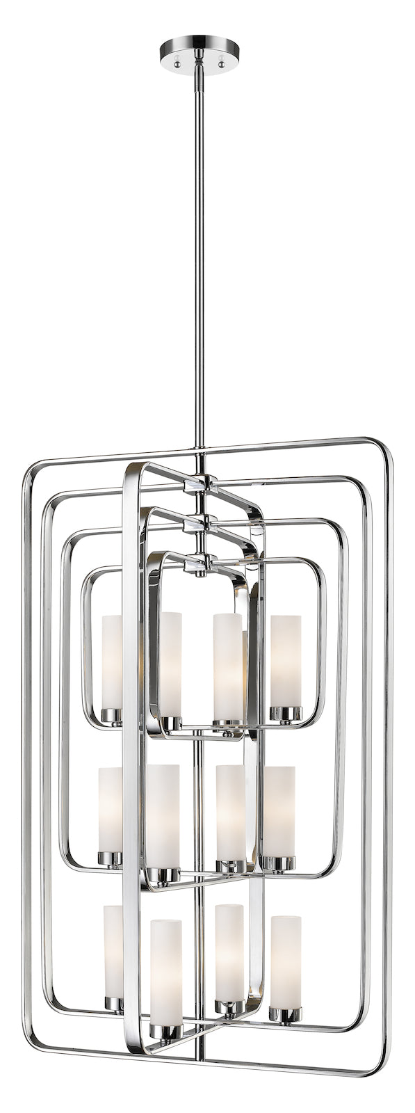 12 Light 24in Wide 3 Tier Shaded Chandelier with Frosted Glass Shade by Z-Lite