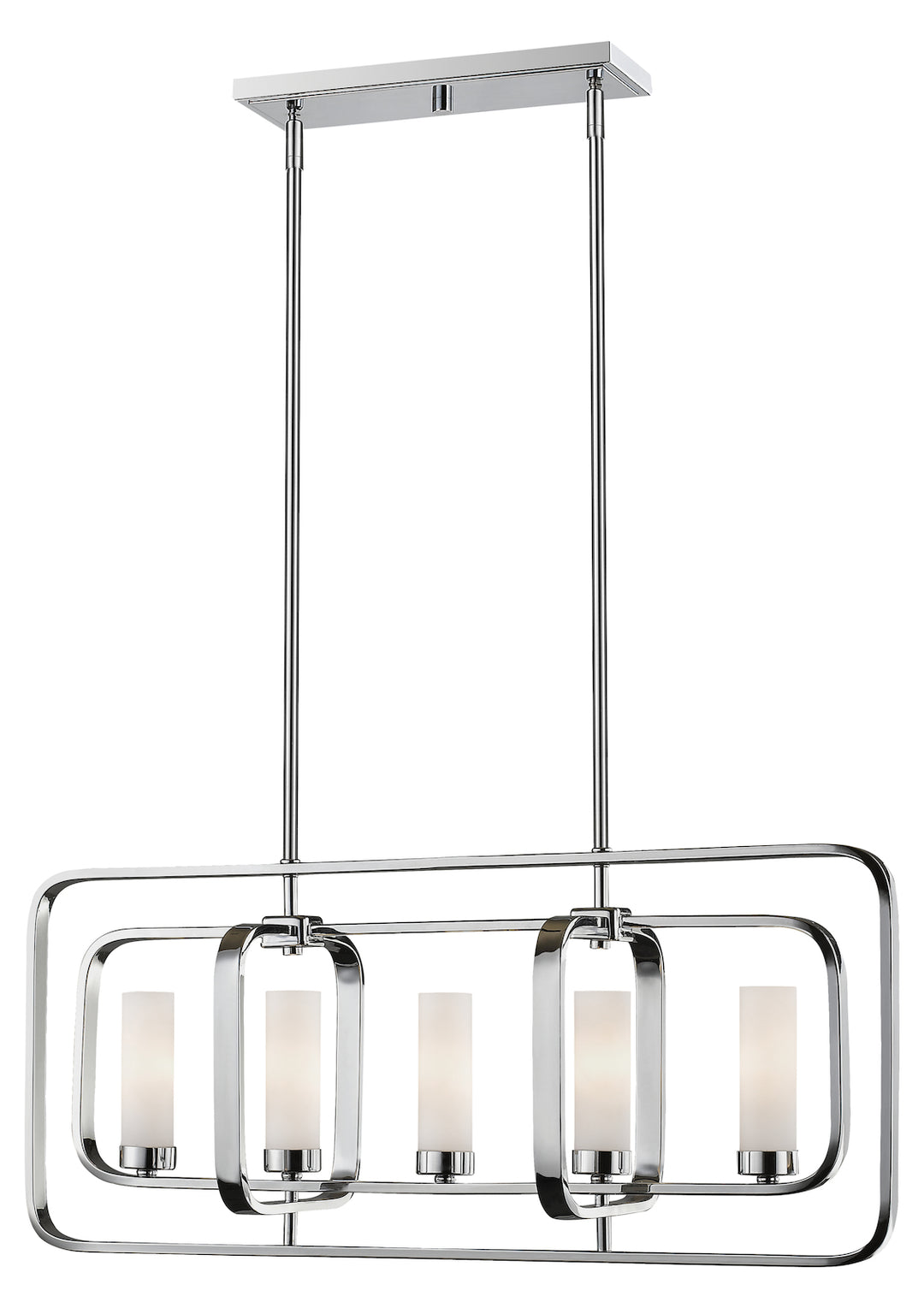 5 Light 32" Wide Single Tier Billiard Chandelier with Frosted Glass Shade by Z-Lite