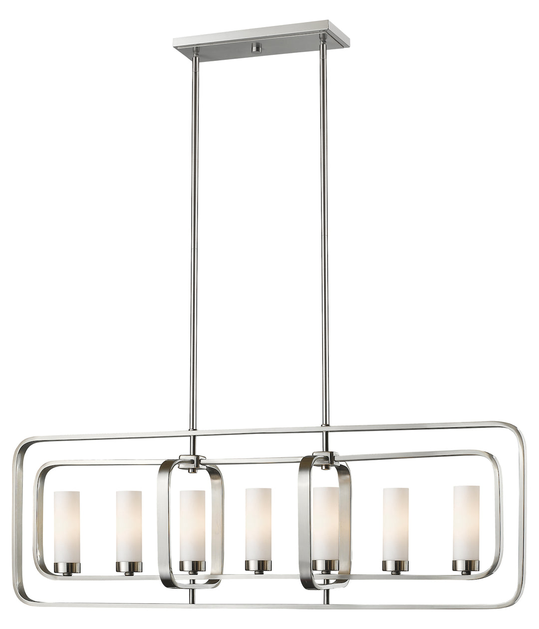 7 Light 42" Wide Single Tier Billiard Chandelier with Frosted Glass Shade by Z-Lite