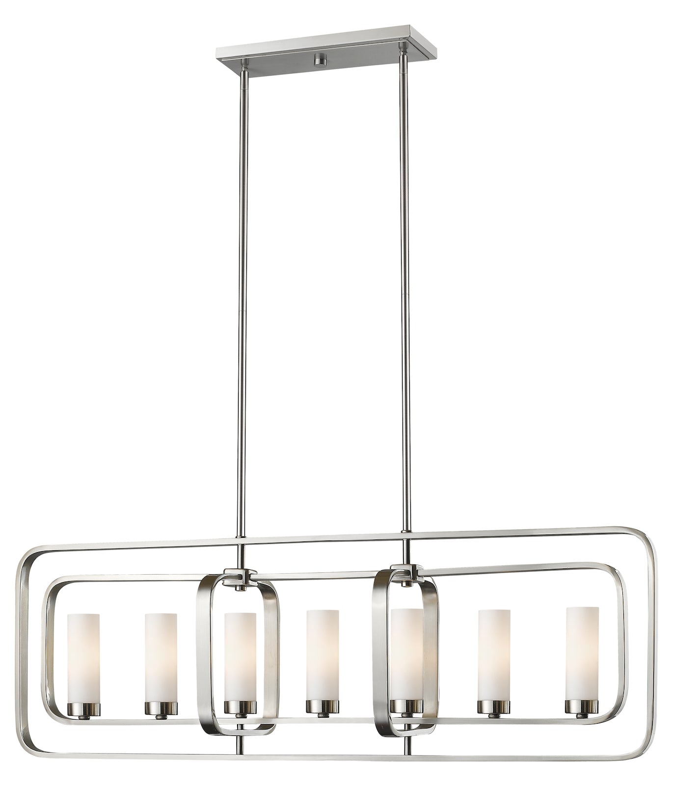 7 Light 42" Wide Single Tier Billiard Chandelier with Frosted Glass Shade by Z-Lite