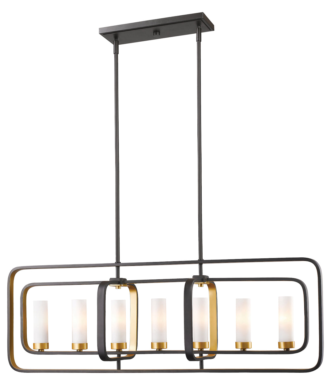 7 Light 42" Wide Single Tier Billiard Chandelier with Frosted Glass Shade by Z-Lite