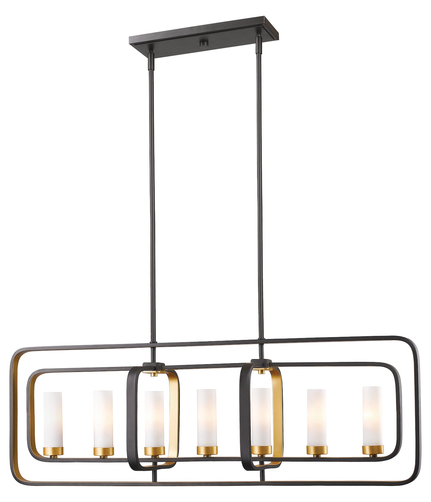 7 Light 42" Wide Single Tier Billiard Chandelier with Frosted Glass Shade by Z-Lite