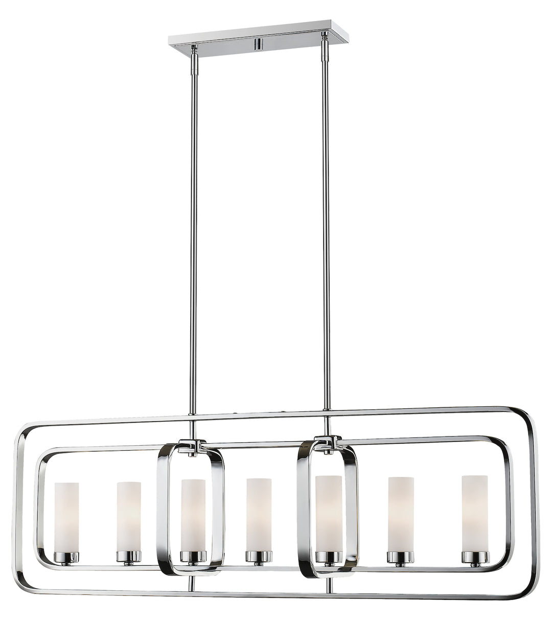 7 Light 42" Wide Single Tier Billiard Chandelier with Frosted Glass Shade by Z-Lite