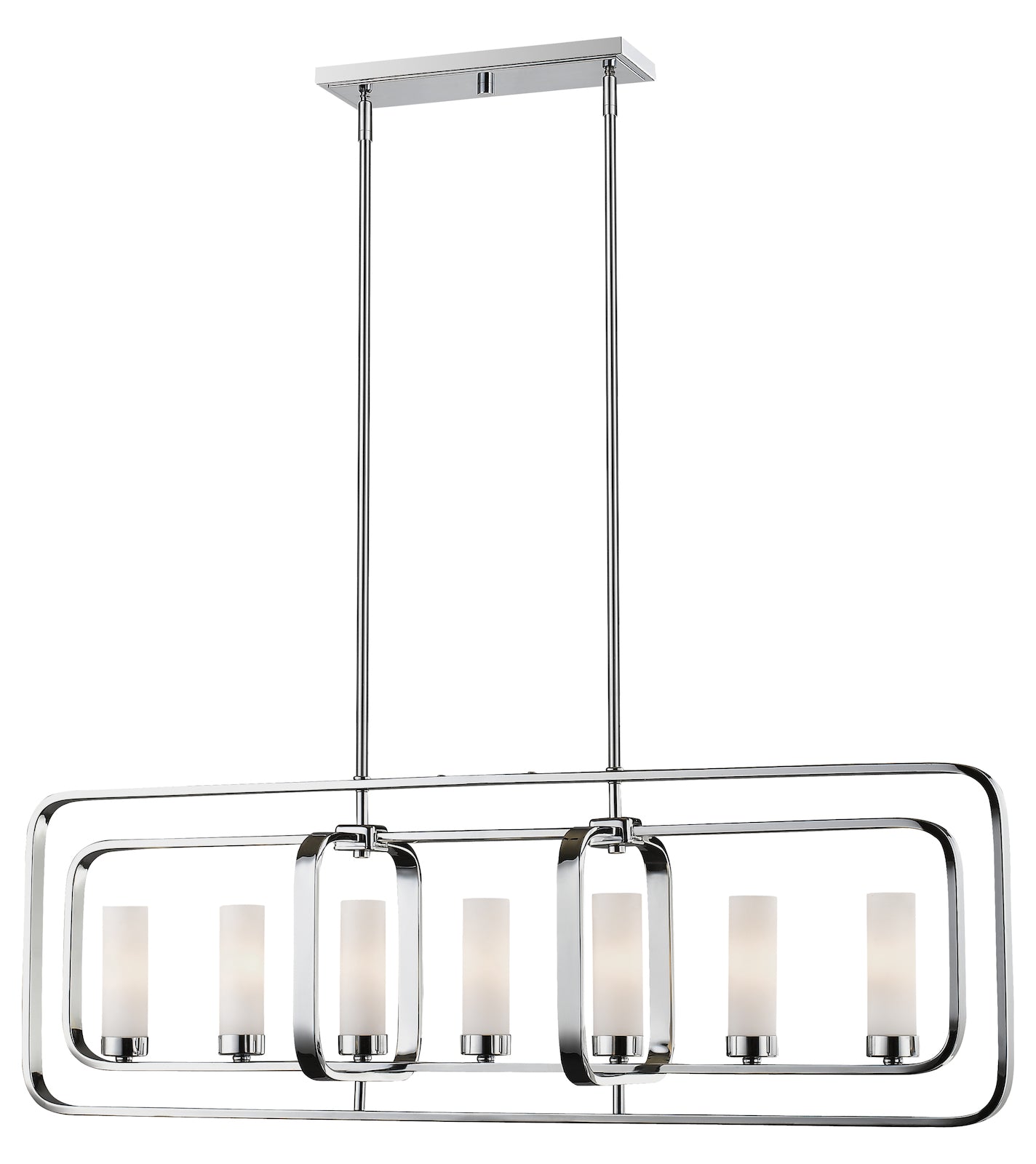 7 Light 42" Wide Single Tier Billiard Chandelier with Frosted Glass Shade by Z-Lite