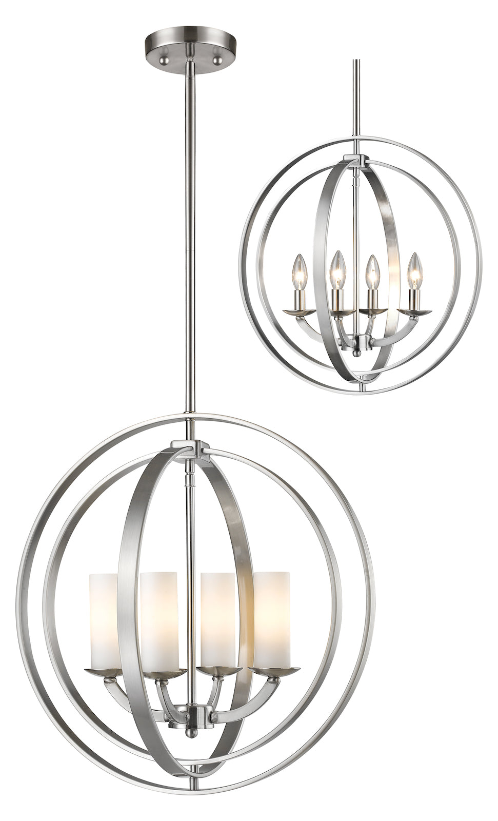 4 Light 19in Wide Single Tier Shaded Chandelier W/ Frosted Glass Shade by Z-Lite