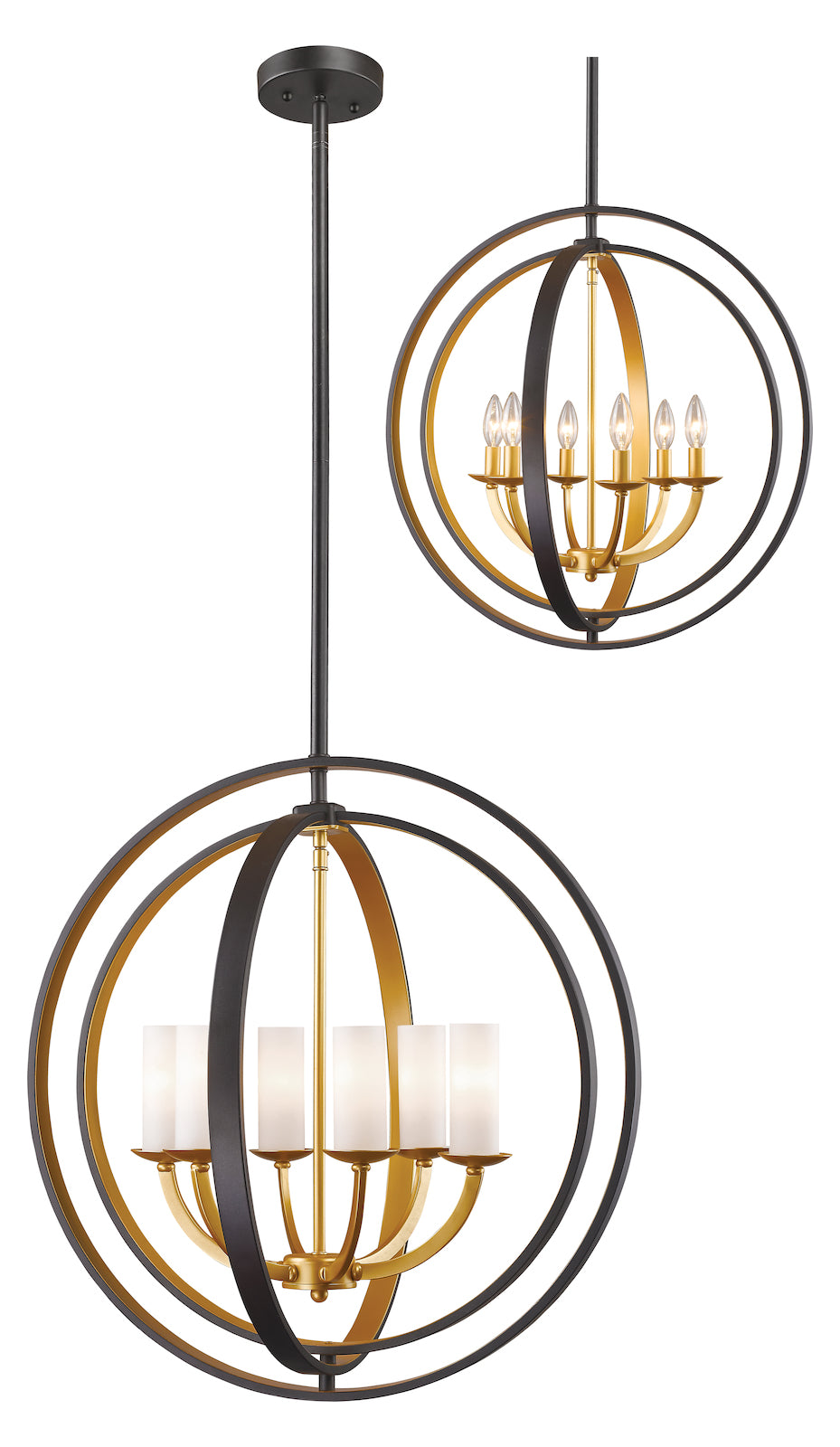 6 Light 24in Wide Single Tier Shaded Chandelier W/ Frosted Glass Shade by Z-Lite